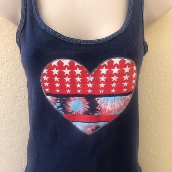 FADED Glory Blue Tank Top With Patriotic Heart, XS - Picture 1 of 4
